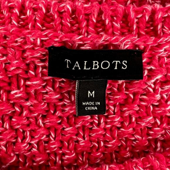 Talbots Womens Sweater Medium Heathered Red Chunky Knit Zipper Accents - Picture 5 of 6